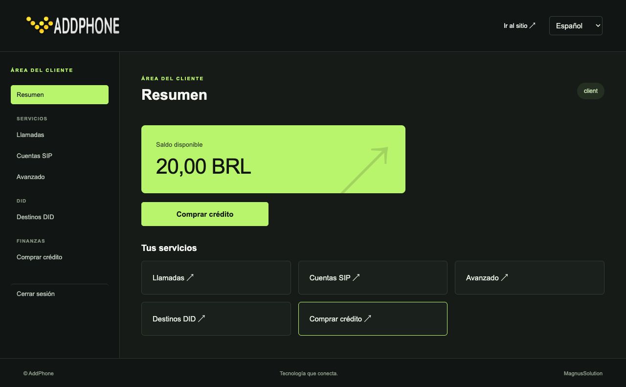 Área del cliente — datos de demostración