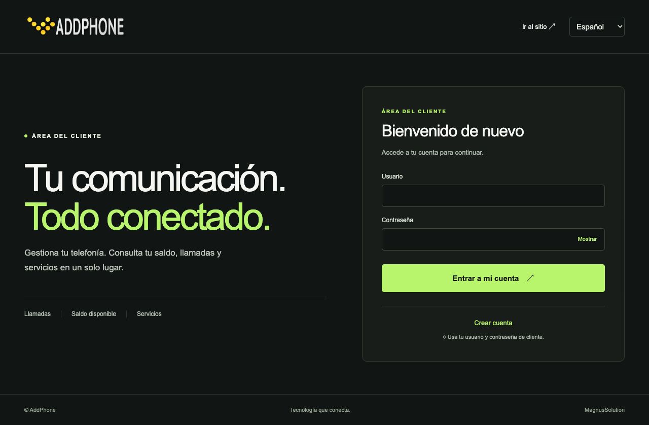Acceso al portal con identidad AddPhone
