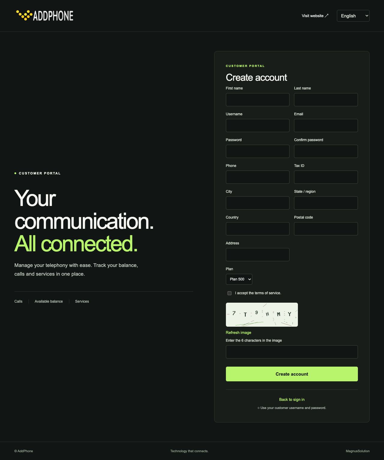 Integrated signup with plan selection and CAPTCHA